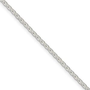 2.1mm Sterling Silver D/C Solid Round Spiga Chain Necklace, 18 Inch